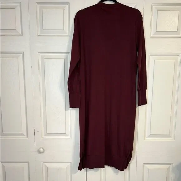 NINE WEST Size Medium Wine Burgundy Maroon Duster Cardigan Sweater Lightweight - Picture 8 of 9